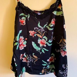 Black tank top w/ floral design